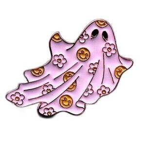 1 Ghost‎ with flowers cute enamel pin Halloween